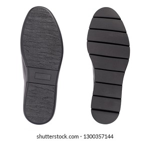 Black Shoe Sole Isolated On A White Background.