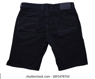 Black Shorts On White Background Back Rear View