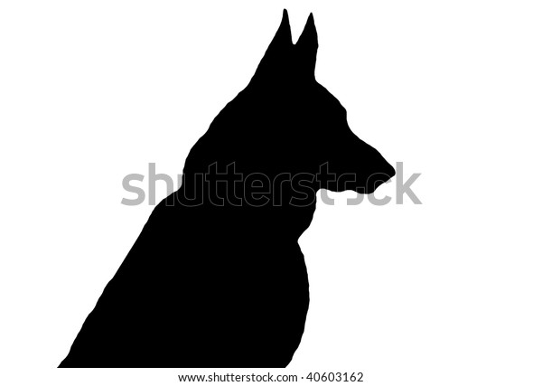 Black Silhouette German Shepherd Dog Stock Photo (Edit Now) 40603162