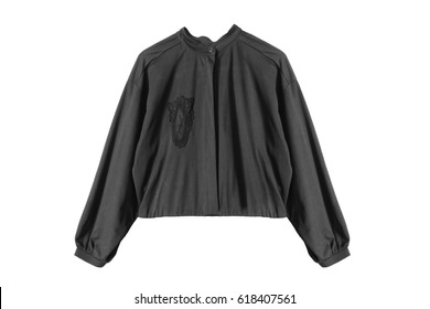 Black Silk Elegant Blouse Isolated Over White