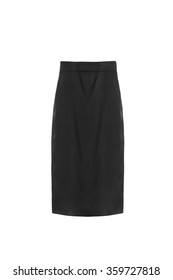 Black Silk Pencil Skirt Isolated Over White