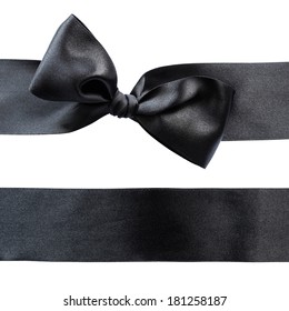 Black Silk Ribbon With A Bow On White Background