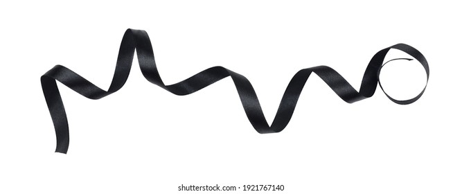 Black Silk Twisted Ribbon Isolated On White Background