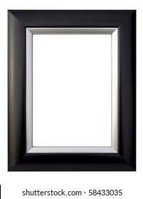 A Black And Silver Picture Frame, Isolated With Clipping Path.