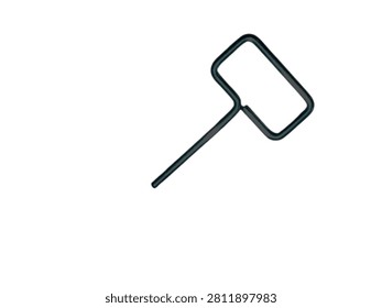 The black SIM ejector is made of metal on a radiant white background 