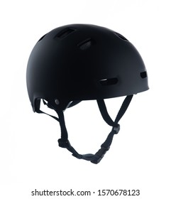 Black Skater Helmet Isolated On White Background