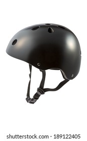 Black Skater Helmet Isolated On White Background