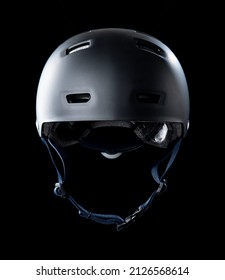 Black Skater Helmet On Black Background