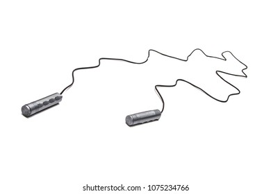 Black Skipping Rope Isolated On White