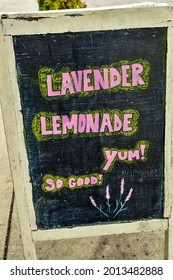 Black Slate Cafe Sidewalk Signboard With Purple Chalk Lettering Lavender Lemonade