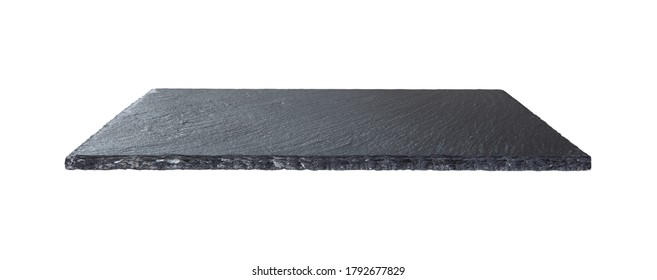 Black Slate Signboard, Stone Cutting Board Isolated On White Background