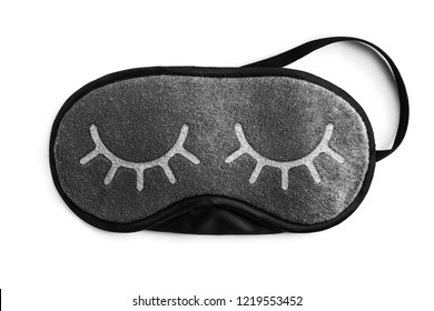 Black Sleeping Eye Mask, Isolated On White Background