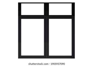 Black Sliding Aluminum Window Frame Isolated On A White Background