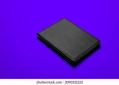 Black Smart Pad Cover Mockup Black Leather Material with Flat Colorful Bacground Template