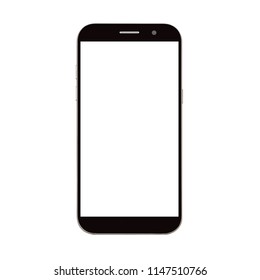 Black Smart Phone With Blank Screen Isolated On White Background