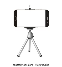 Black Smart Phone With Tripod Isolated On White Background