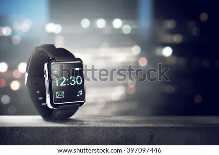 Black smart watch. You can put your design on the screen