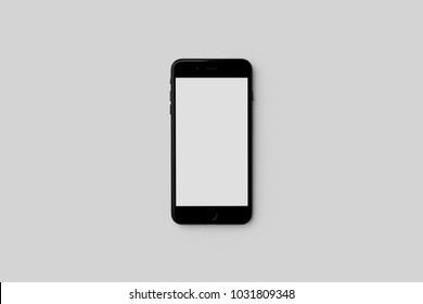 Black Smartphone Mockup Over Light Grey Background