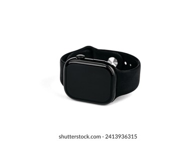 Black smartwatch isolated on white background.