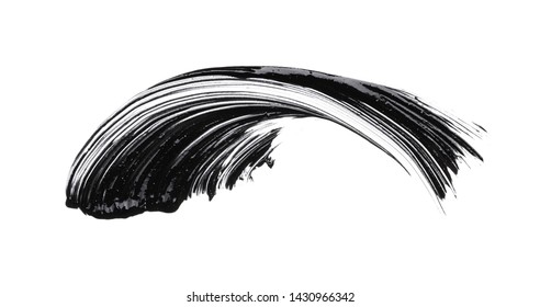 Black smear of mascara or acrylic paint isolated on a white background