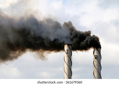 Black Smoke Emission Industrial Chimney Stacks Stock Photo 361679360 ...