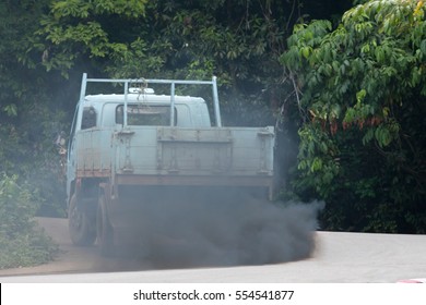 Black Smoke From The Exhaust Pipe Of A Truck