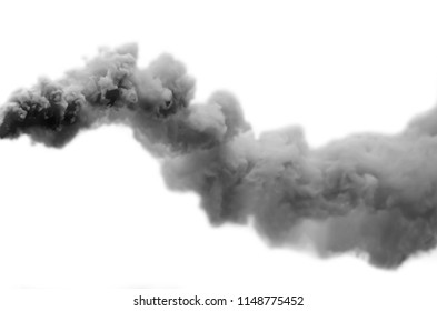 Black Smoke, Isolated On White Background.