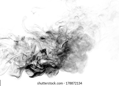 Black Smoke On A White Background.