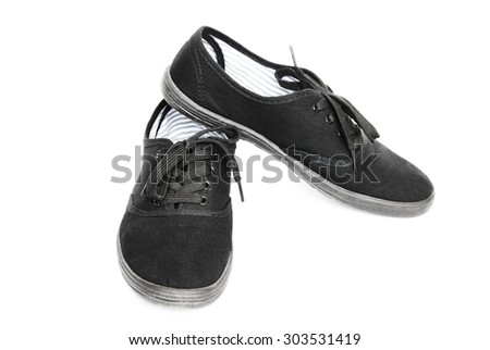 Black sneakers isolated on white