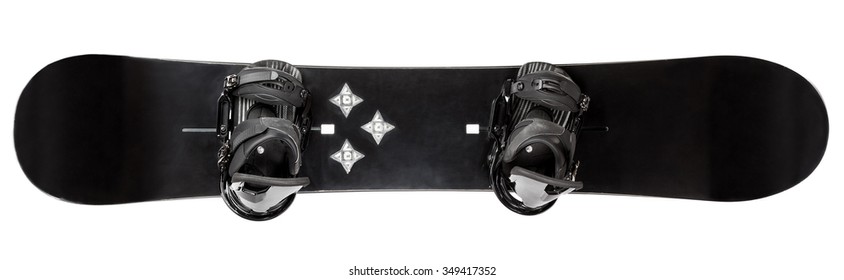 Snowboard negro con enlaces sobre fondo blanco