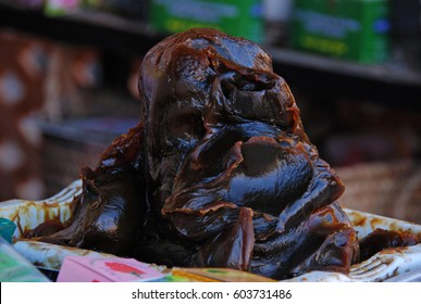 Black Soap At The Street Market Of Marrakesh (Morocco). Black Soap Is A Semisolid Mass Made Of Olive Or Argan Oil, Used In Traditional Moroccan Hammam