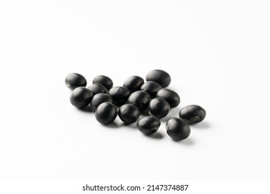 Black Soybeans On White Background