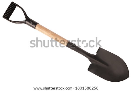 Black spade survival equipment isolated on white background