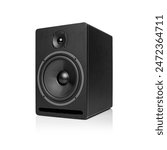 Black speaker isolated on a white background.