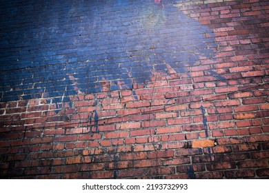 Black Splatter Painted Old Brick Wall Found In Pittsburgh.