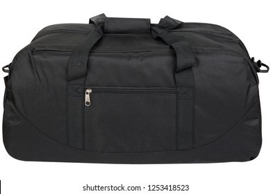 Black Sport Bag Isolated. Travel Bag.