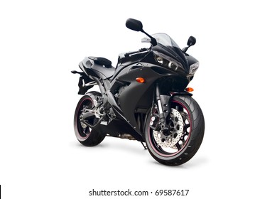 black sport bike on a white background - Shutterstock ID 69587617