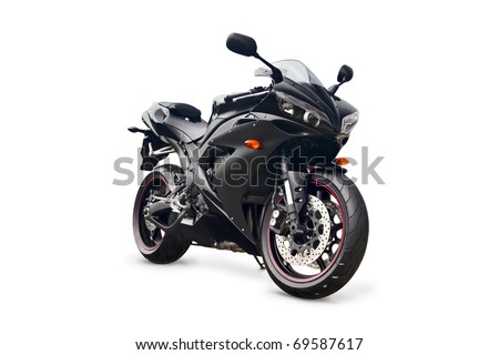 black sport bike on a white background