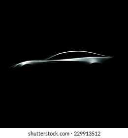 Black Sport Car On Dark Background