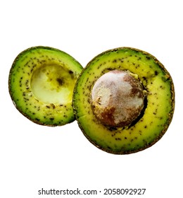 Black spots in avocado on white background