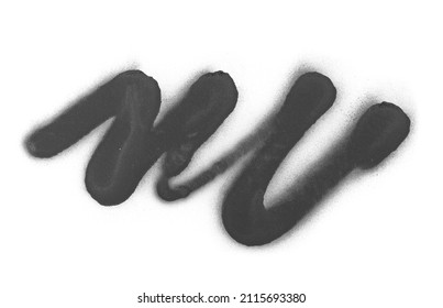 Black spray stain in shape curve line isolated on white, photo with clipping path - Shutterstock ID 2115693380