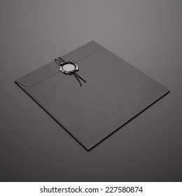 Black Square Envelope On Dark Background