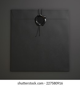 Black Square Envelope  With Wax Seal