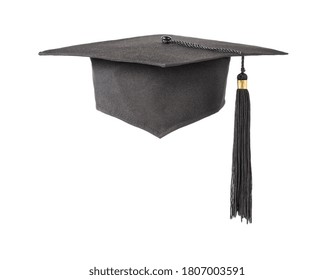 Black square graduate hat with a tassel isolated on a white background