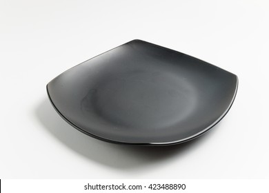 Black Square Plate Isolate On White Background