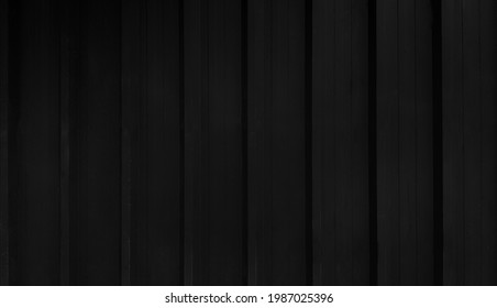 Black Stainless Steel Background. Dark Shutter Door Wall With Copy Space. Line Pattern Of Curtain Or Zinc Wallpaper. 