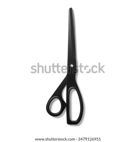 Black stainless steel scissors isolated on a white background. High resolution.