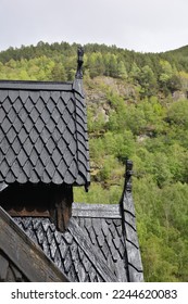 black stave church Borgund wooden church in Norway  Borgund stavkirke