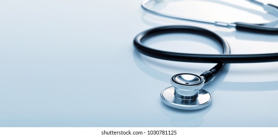 Black stethoscope. Healthcare.