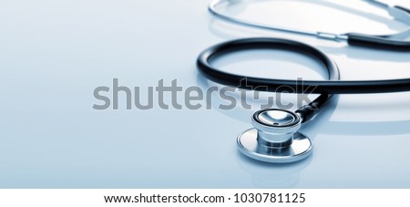 Black stethoscope. Healthcare.